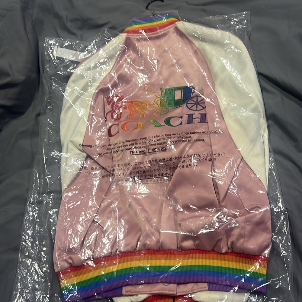 Coach Rainbow SVNIR Jacket (Pearl Pink) size XS - Picture 4 of 10
